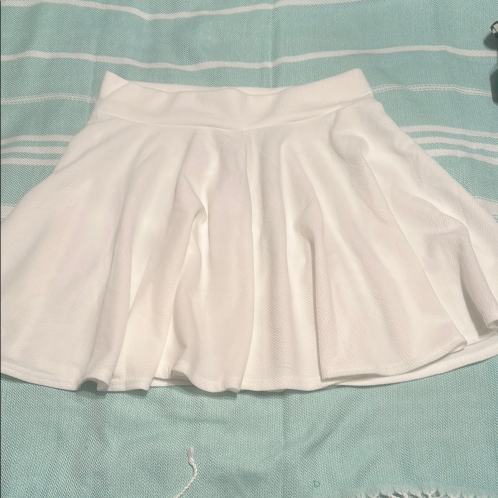 White Mini Skater Skirt with Pleats